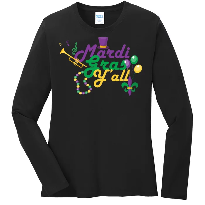 Mardi Gras Y'all Ladies Long Sleeve Shirt