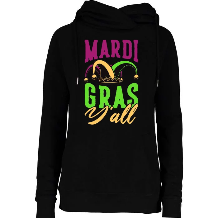 Mardi Gras Y'all Cute Womens Funnel Neck Pullover Hood