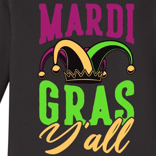 Mardi Gras Y'all Cute Baby Long Sleeve Bodysuit