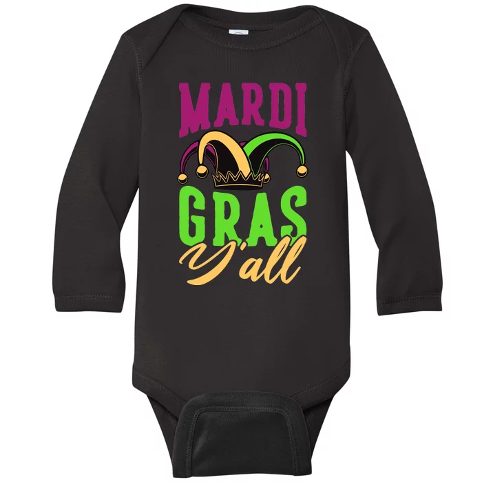 Mardi Gras Y'all Cute Baby Long Sleeve Bodysuit