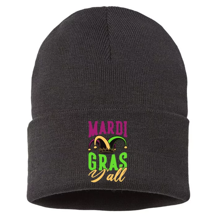 Mardi Gras Y'all Cute Sustainable Knit Beanie