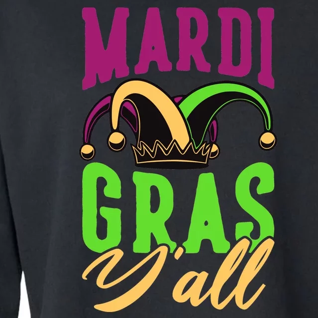 Mardi Gras Y'all Cute Cropped Pullover Crew