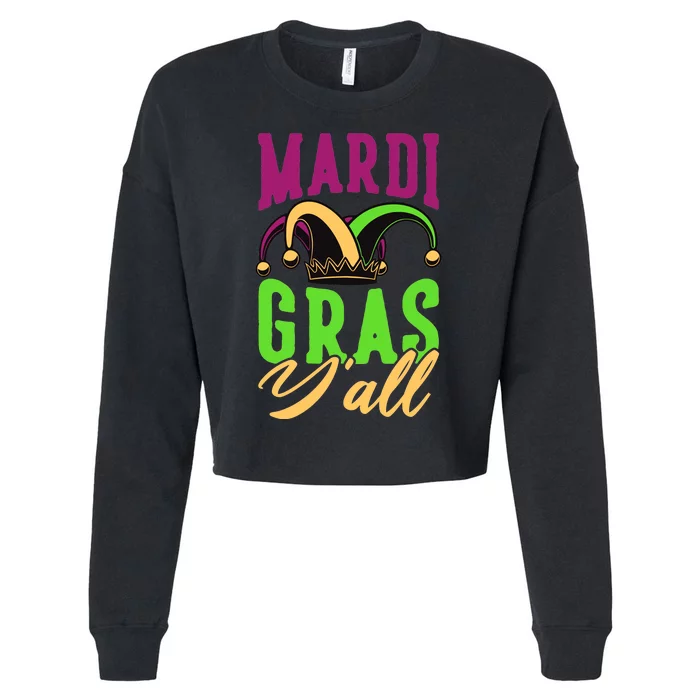 Mardi Gras Y'all Cute Cropped Pullover Crew