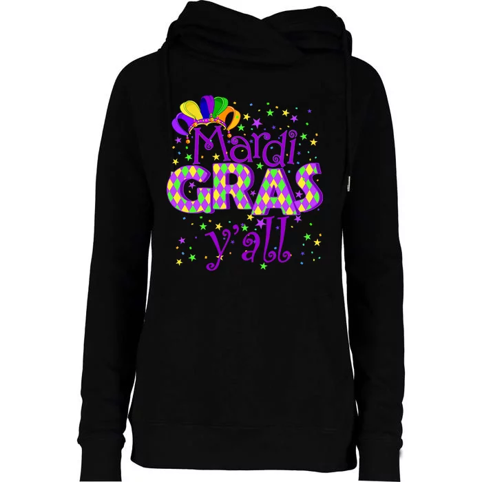 Mardi Gras Y'all New Orleans Party Womens Funnel Neck Pullover Hood