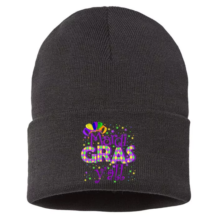 Mardi Gras Y'all New Orleans Party Sustainable Knit Beanie