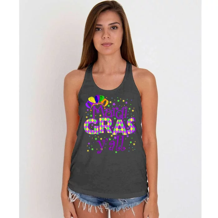 Mardi Gras Y'all New Orleans Party Women's Knotted Racerback Tank