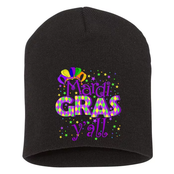 Mardi Gras Y'all New Orleans Party Short Acrylic Beanie