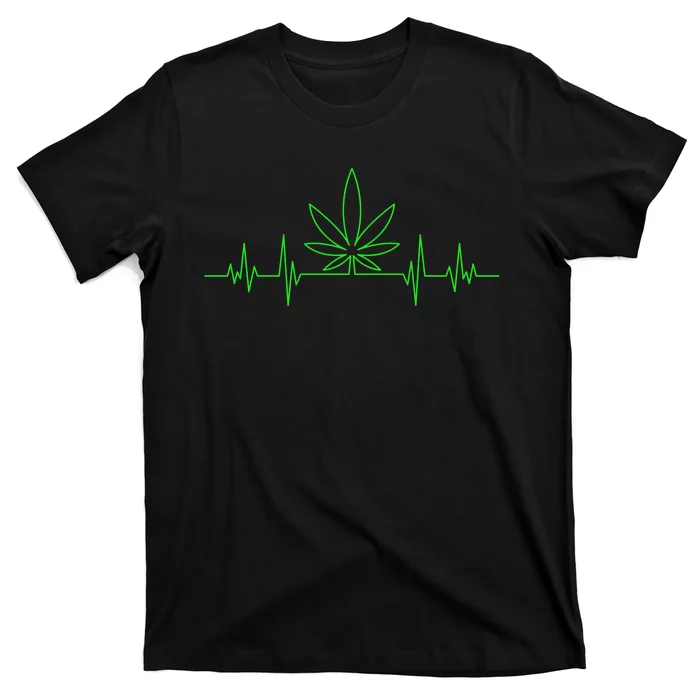 Marijuana Leaf Heartbeat T-Shirt