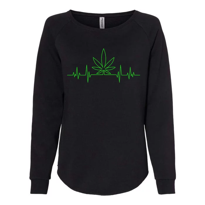 Marijuana Leaf Heartbeat Womens California Wash Sweatshirt