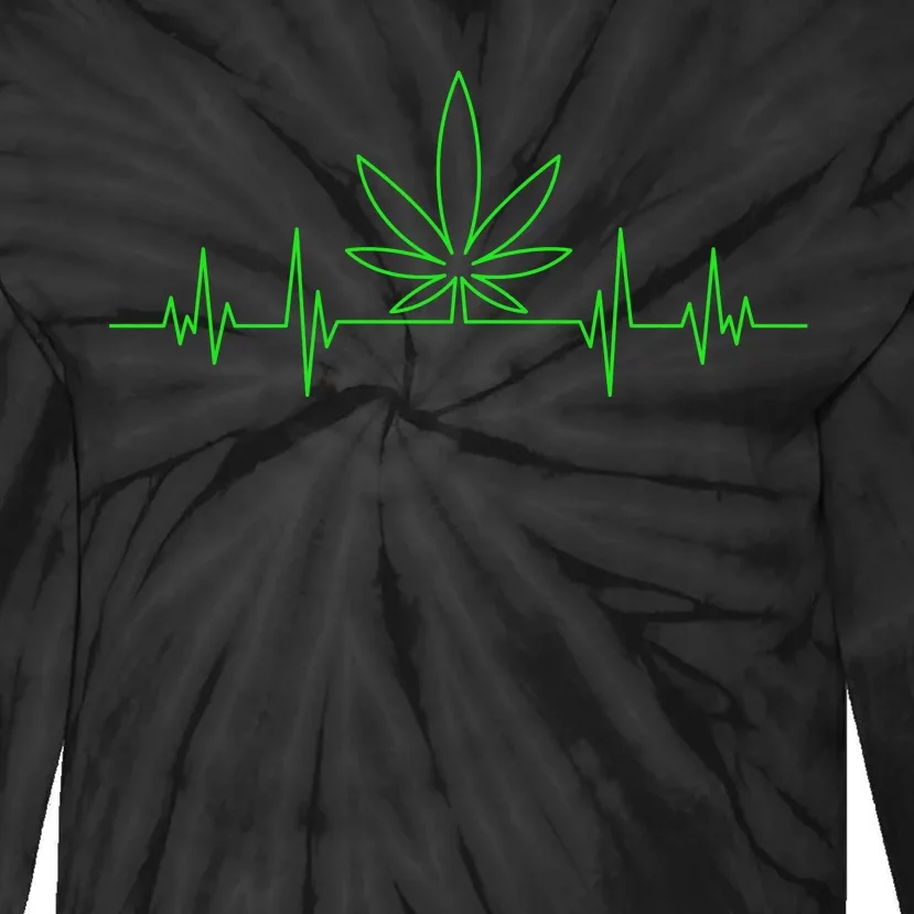 Marijuana Leaf Heartbeat Tie-Dye Long Sleeve Shirt