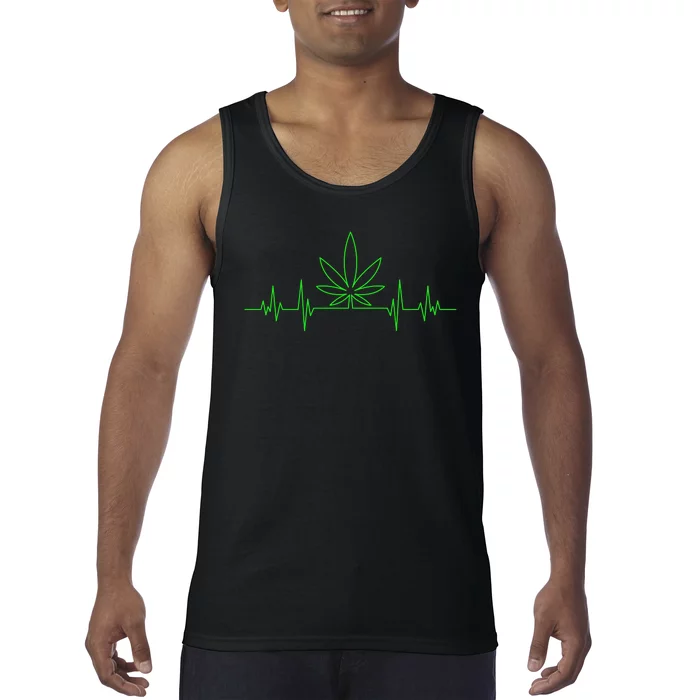 Marijuana Leaf Heartbeat Tank Top