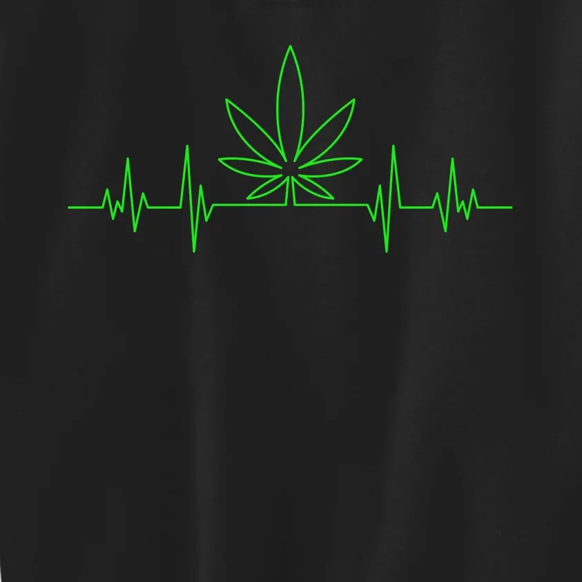 Marijuana Leaf Heartbeat Kids Sweatshirt