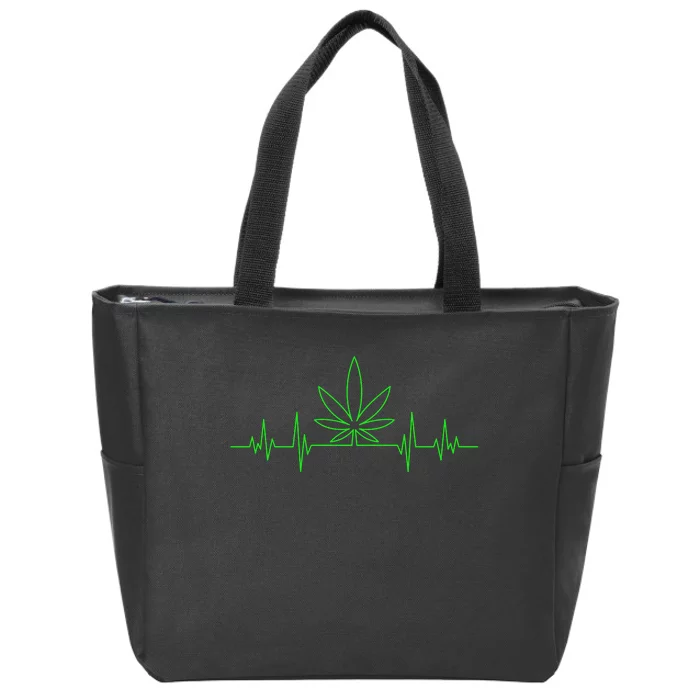 Marijuana Leaf Heartbeat Zip Tote Bag