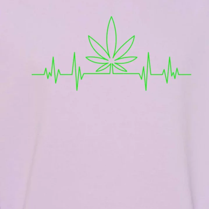 Marijuana Leaf Heartbeat Garment-Dyed Sweatshirt