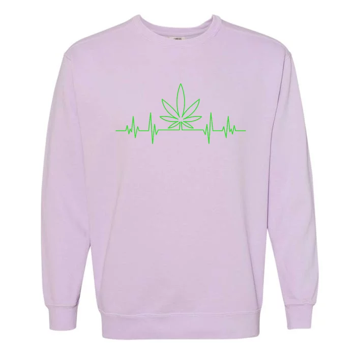 Marijuana Leaf Heartbeat Garment-Dyed Sweatshirt