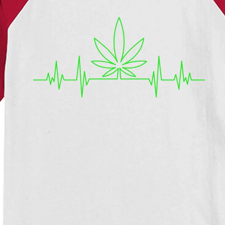 Marijuana Leaf Heartbeat Kids Colorblock Raglan Jersey