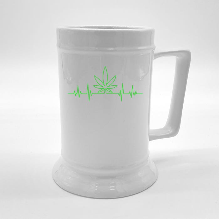 Marijuana Leaf Heartbeat Front & Back Beer Stein