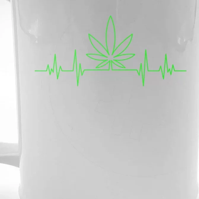 Marijuana Leaf Heartbeat Front & Back Beer Stein