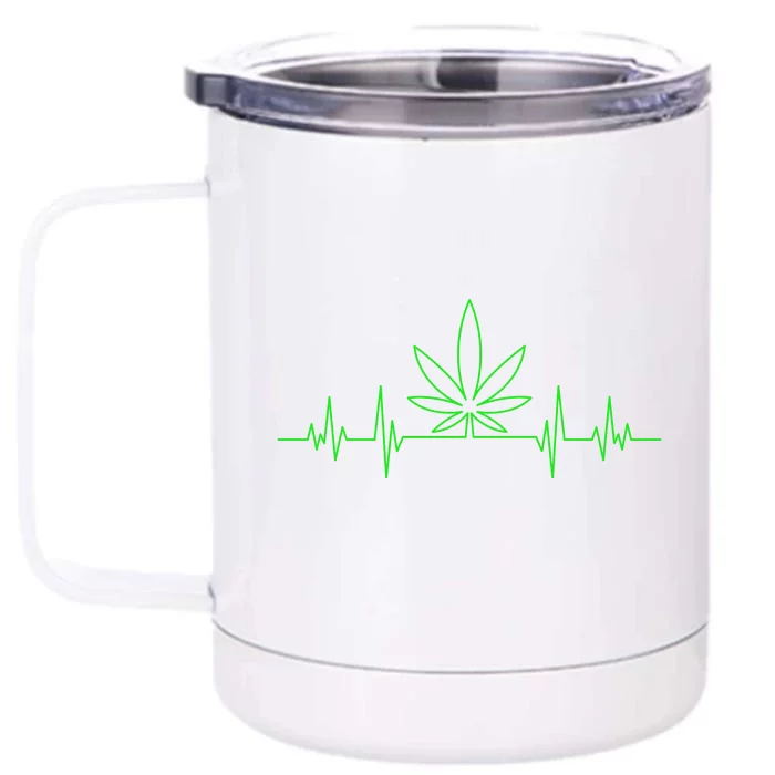 Marijuana Leaf Heartbeat Front & Back 12oz Stainless Steel Tumbler Cup