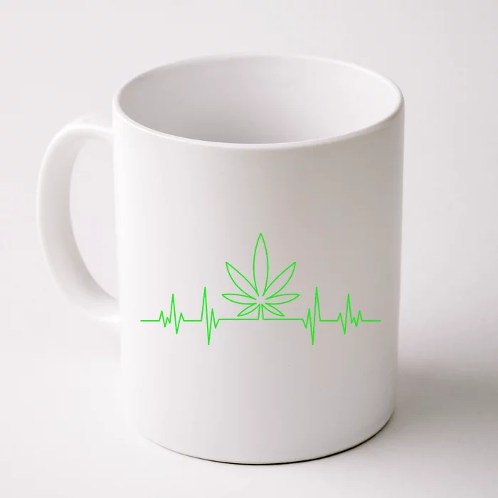 Marijuana Leaf Heartbeat Front & Back Coffee Mug