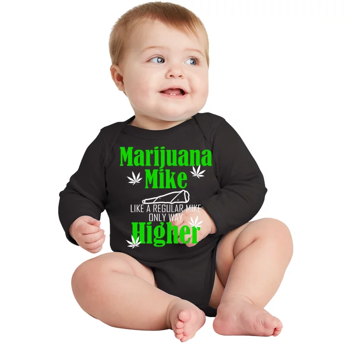 Marijuana Mike Funny Weed 420 Cannabis Baby Long Sleeve Bodysuit