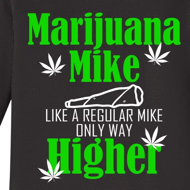 Marijuana Mike Funny Weed 420 Cannabis Baby Long Sleeve Bodysuit