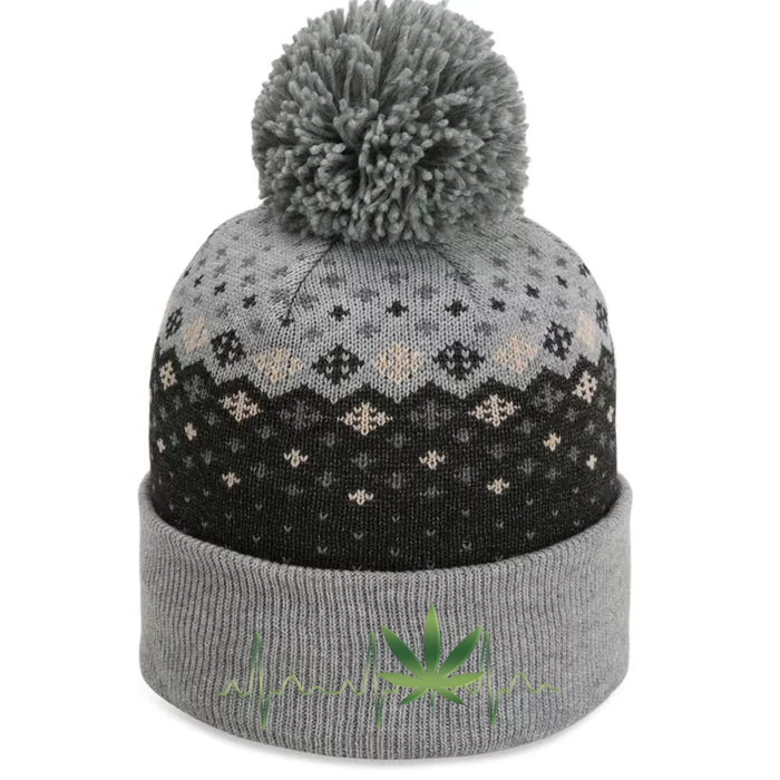 Marijuana Weed Leaf Heartbeat Pulse The Baniff Cuffed Pom Beanie