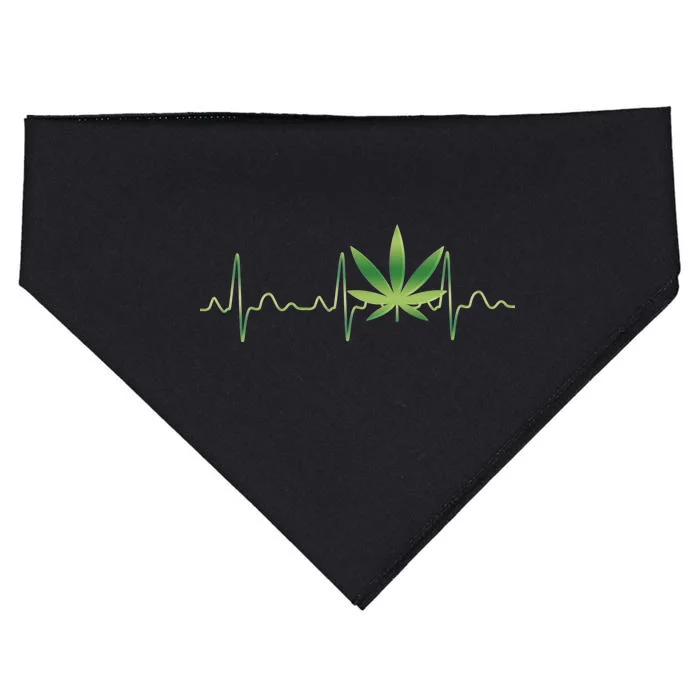 Marijuana Weed Leaf Heartbeat Pulse USA-Made Doggie Bandana