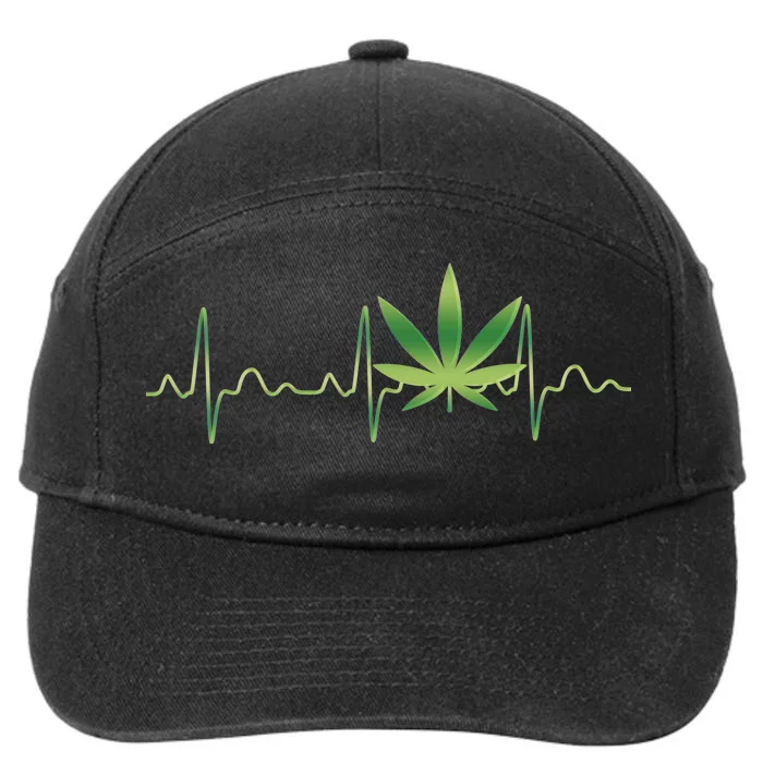 Marijuana Weed Leaf Heartbeat Pulse 7-Panel Snapback Hat