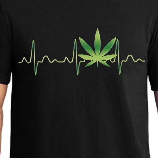 Marijuana Weed Leaf Heartbeat Pulse Pajama Set