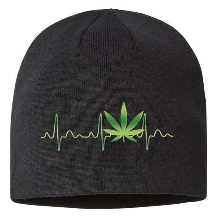 Marijuana Weed Leaf Heartbeat Pulse 8 1/2in Sustainable Knit Beanie