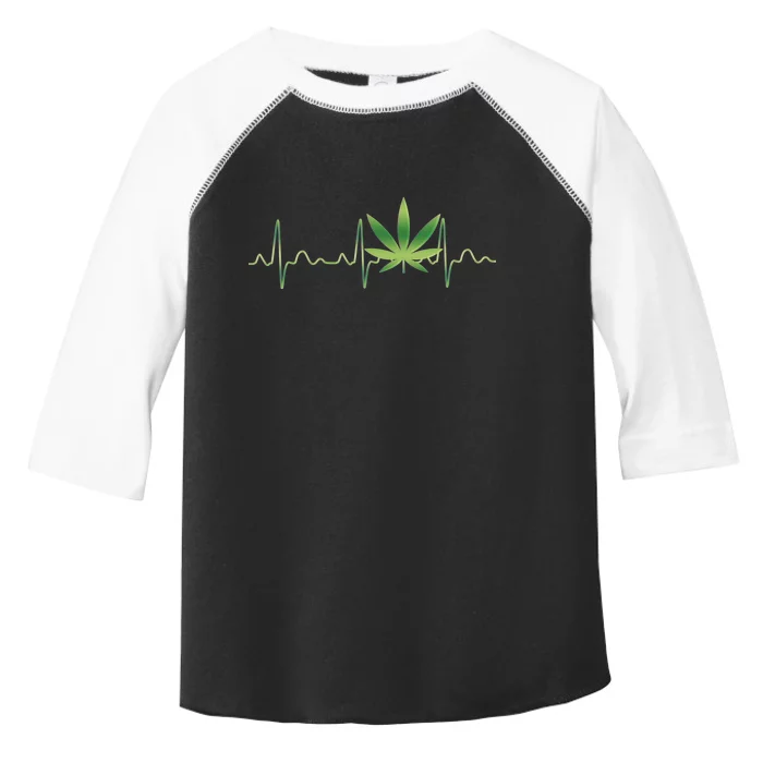 Marijuana Weed Leaf Heartbeat Pulse Toddler Fine Jersey T-Shirt