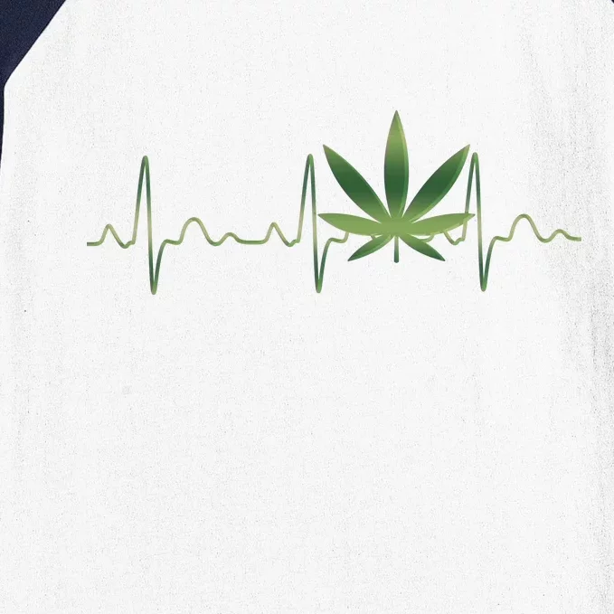 Marijuana Weed Leaf Heartbeat Pulse Baseball Sleeve Shirt