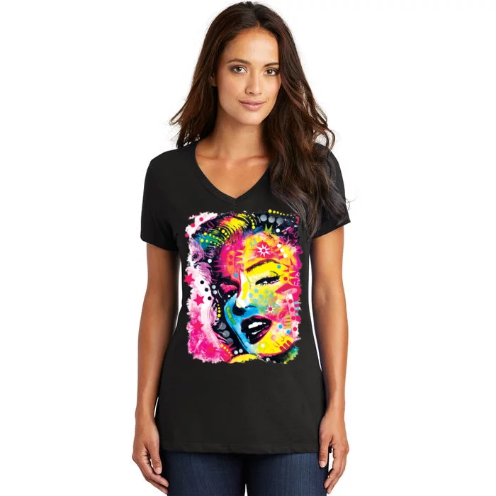 Marilyn Dean Russo Portrait Monroe Women's V-Neck T-Shirt