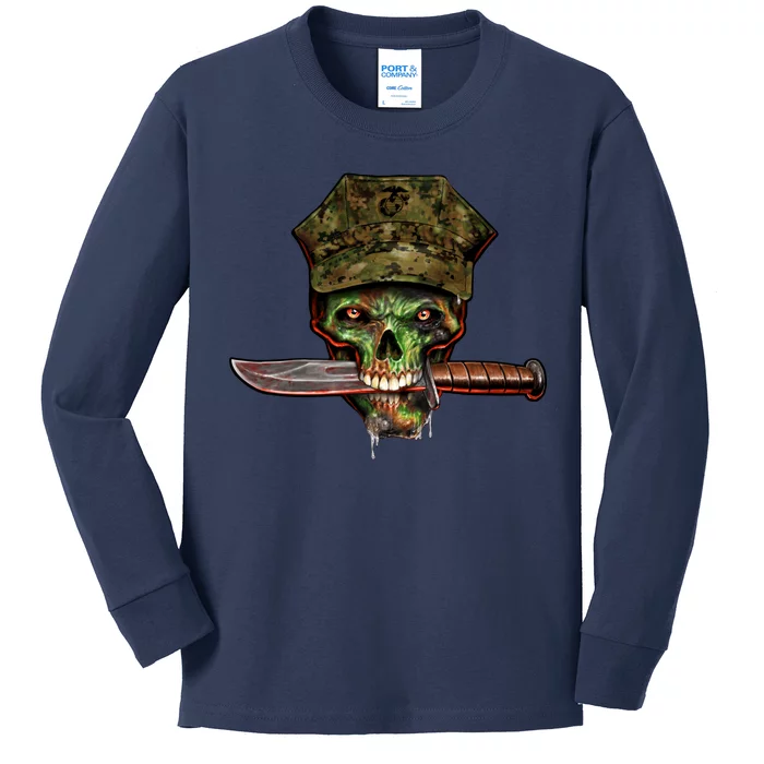 Marine Skull Kids Long Sleeve Shirt