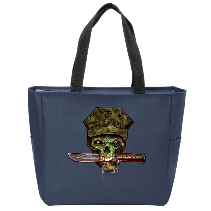 Marine Skull Zip Tote Bag