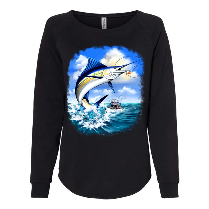 Marlin Fishing Womens California Wash Sweatshirt