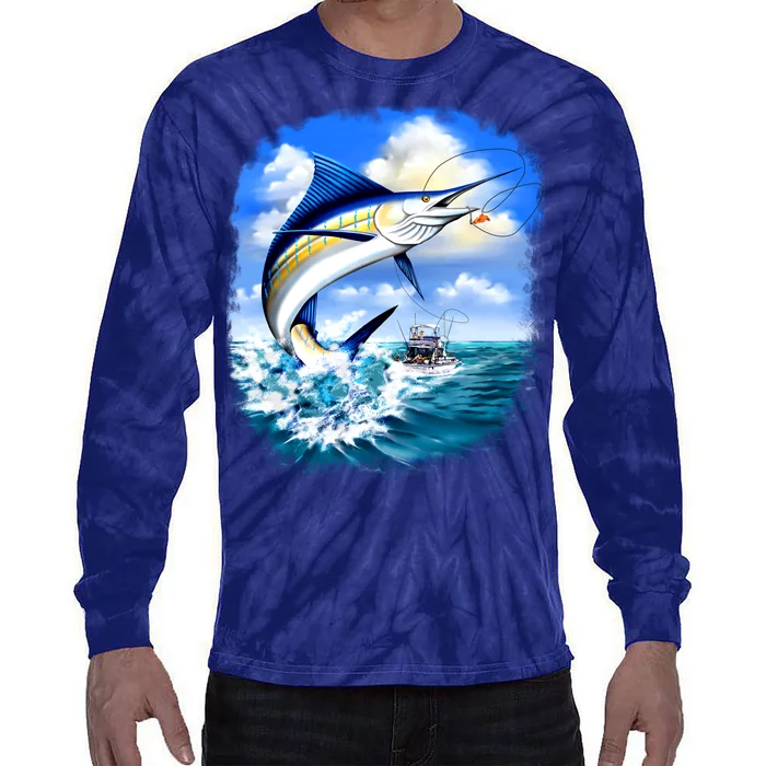 Marlin Fishing Tie-Dye Long Sleeve Shirt