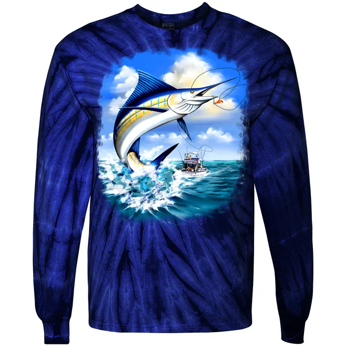 Marlin Fishing Tie-Dye Long Sleeve Shirt