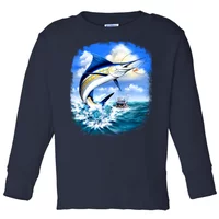 Blue Marlin Fishing Toddler Long Sleeve Shirt