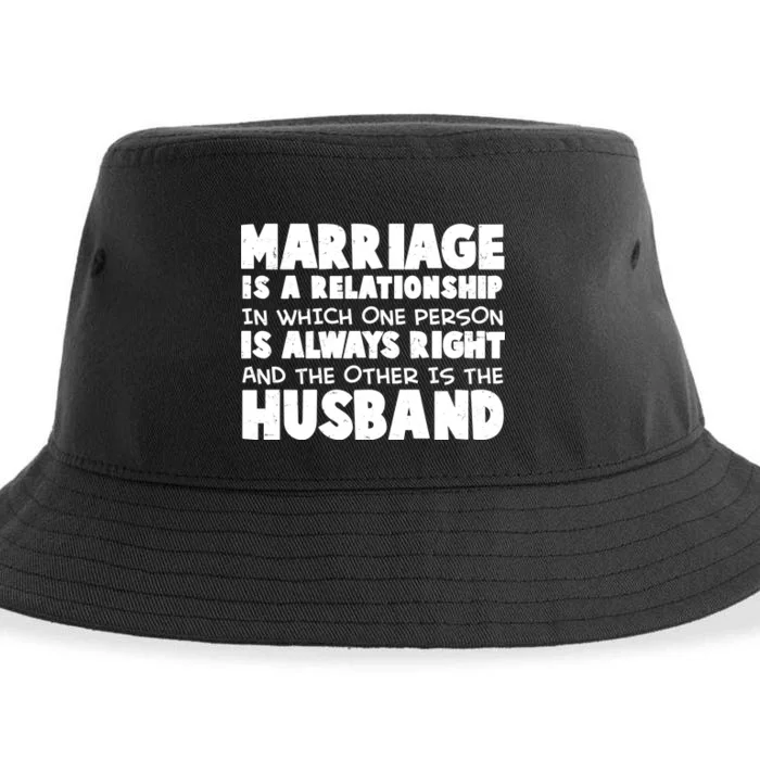 Marriage Is A Relationship Funny Husband Sustainable Bucket Hat