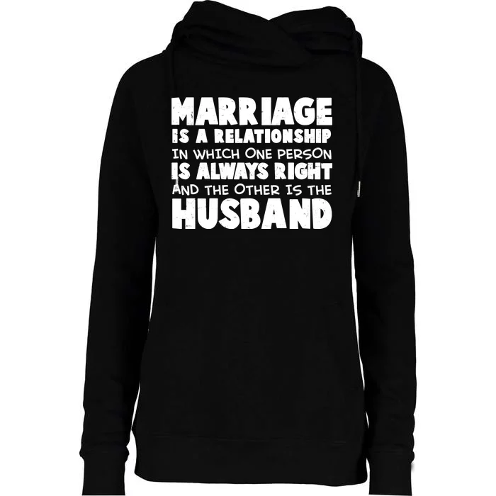 Marriage Is A Relationship Funny Husband Womens Funnel Neck Pullover Hood