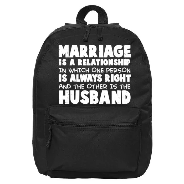 Marriage Is A Relationship Funny Husband 16 in Basic Backpack