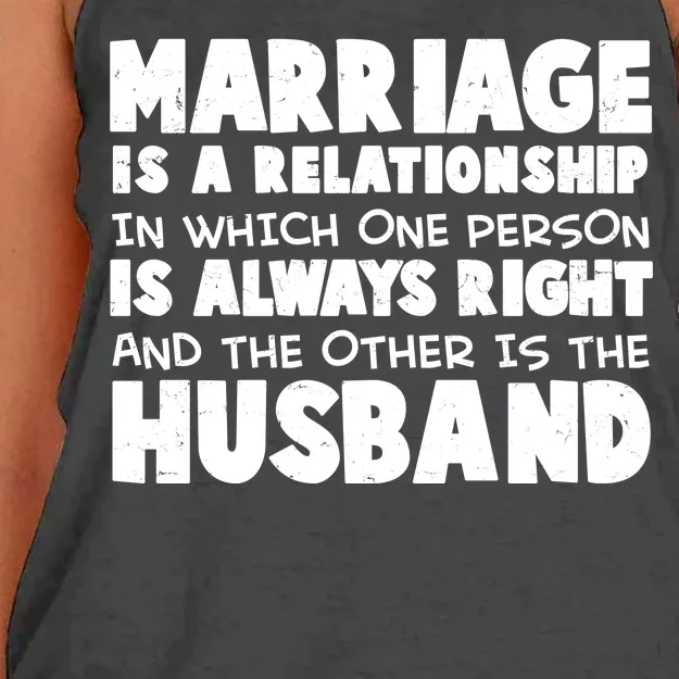 Marriage Is A Relationship Funny Husband Women's Knotted Racerback Tank