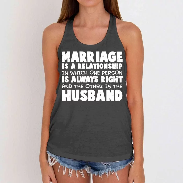 Marriage Is A Relationship Funny Husband Women's Knotted Racerback Tank