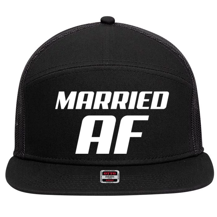 Married AF Funny Marriage Wedding 7 Panel Mesh Trucker Snapback Hat