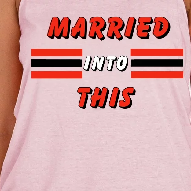 Married Into This Cleveland Football Fan Women's Knotted Racerback Tank