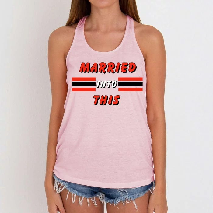 Married Into This Cleveland Football Fan Women's Knotted Racerback Tank