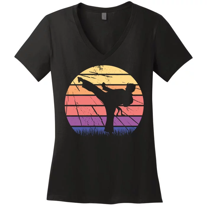 Martial Arts Retro Women's V-Neck T-Shirt