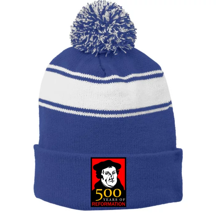 Martin Luther 500 Years of Reformation Day Stripe Pom Pom Beanie